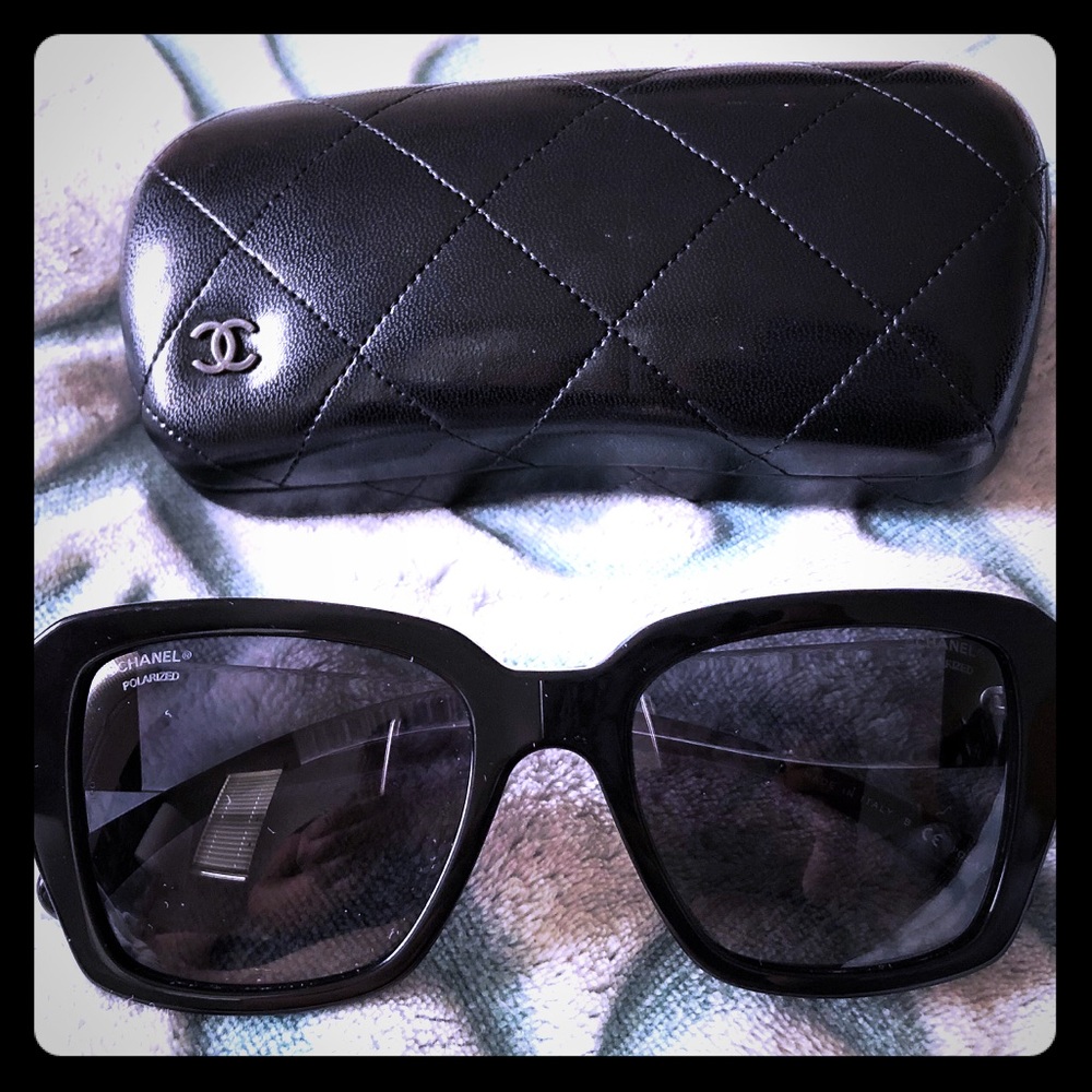 CHANEL Black&Clear Polarized Oversized Sunglasses